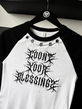 Load image into Gallery viewer, Blessings Black & White Eyelet Crop T-Shirt