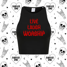 Load image into Gallery viewer, Live Laugh Worship Crop Top