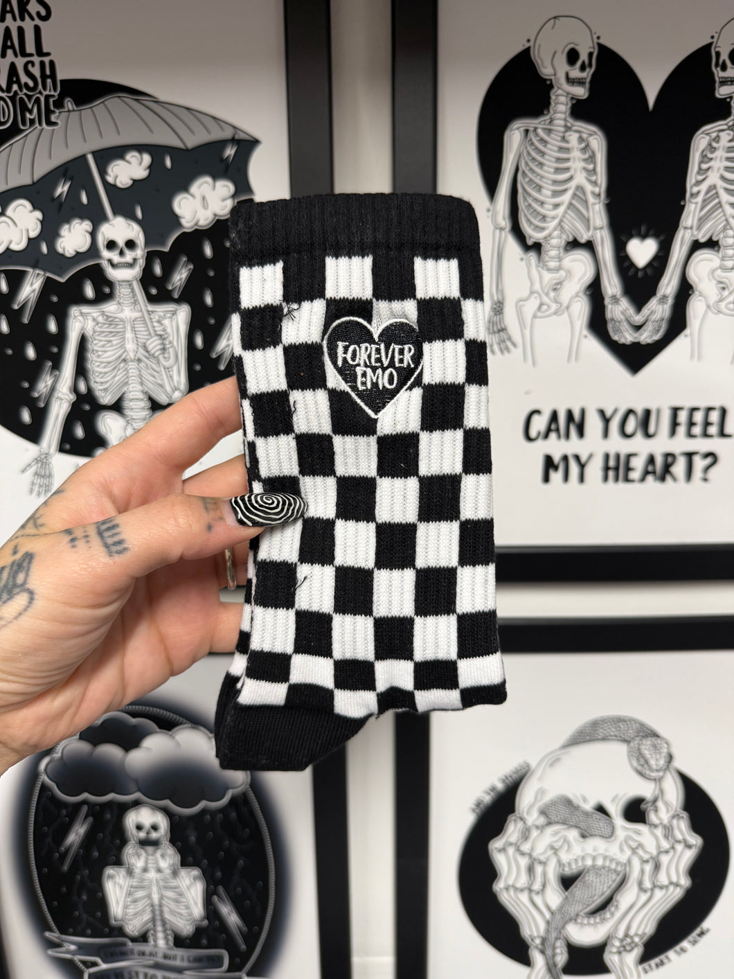 IMPERFECT Checkerboard Forever Emo Socks