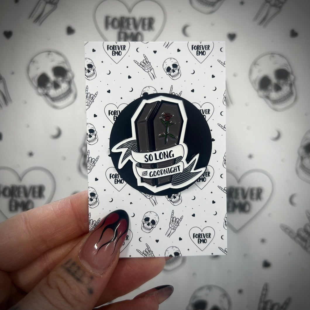 So Long Coffin Enamel Pin