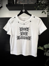 Load image into Gallery viewer, Blessings White Eyelet Crop T-Shirt
