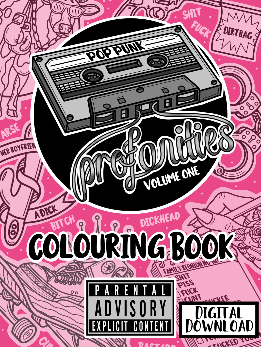 DIGITAL DOWNLOAD Pop Punk Profanity Volume 1 Colouring Book