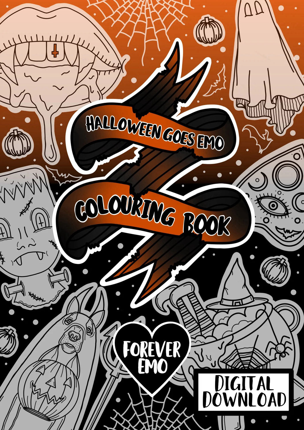 DIGITAL DOWNLOAD Halloween Goes Emo Colouring Book
