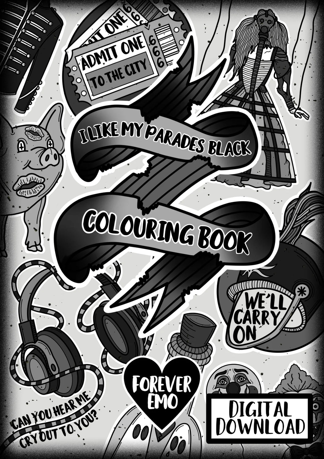 DIGITAL DOWNLOAD I Like My Parades Black Colouring Book