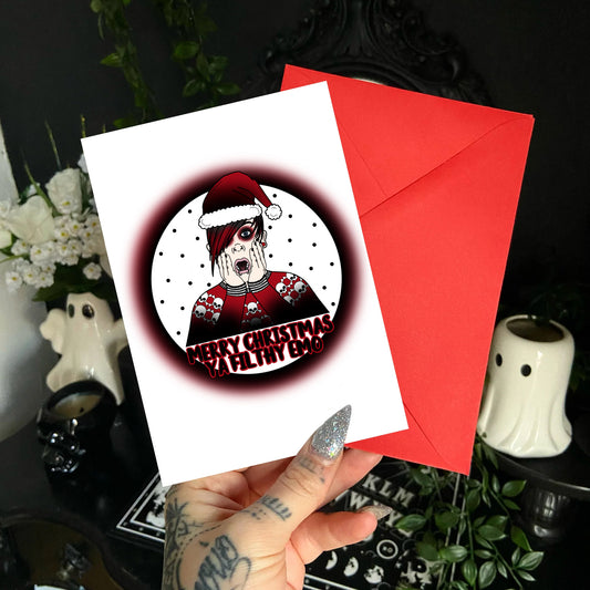 Merry Christmas Ya Filthy Emo A6 Greeting Card