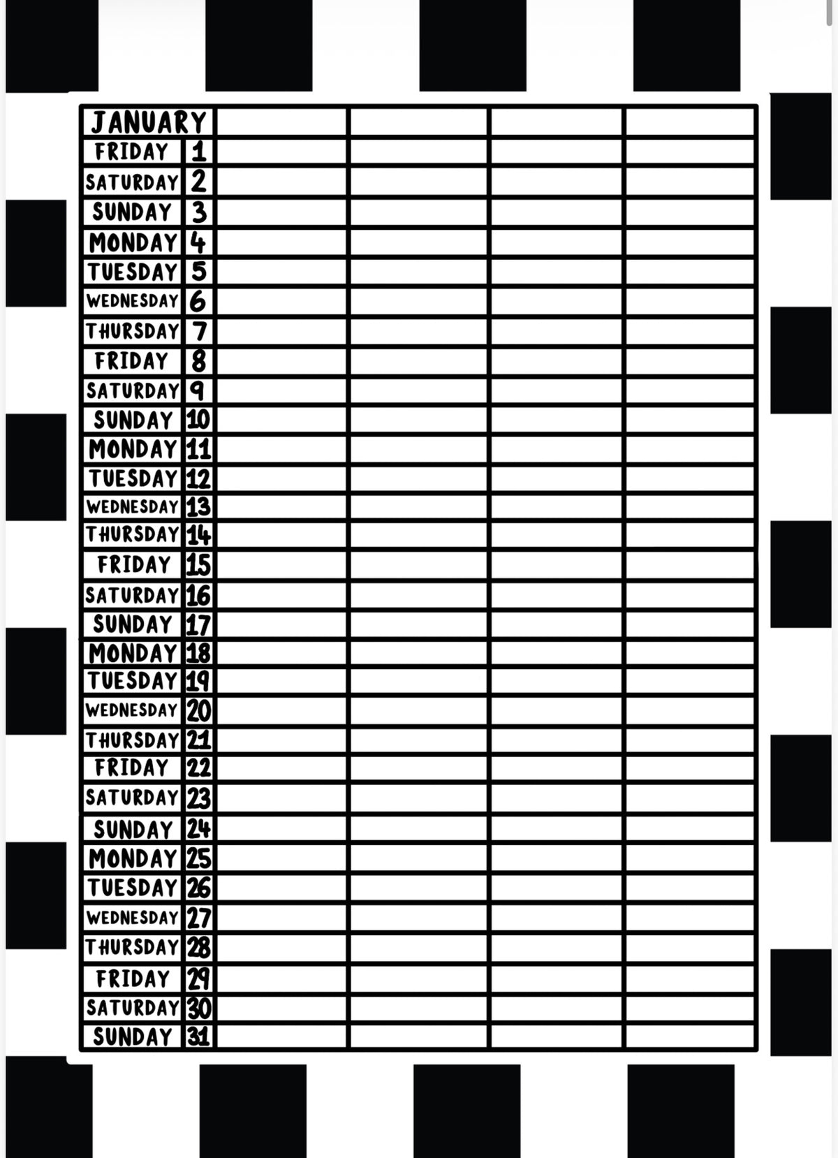 2027 Checkerboard Planner Calendar