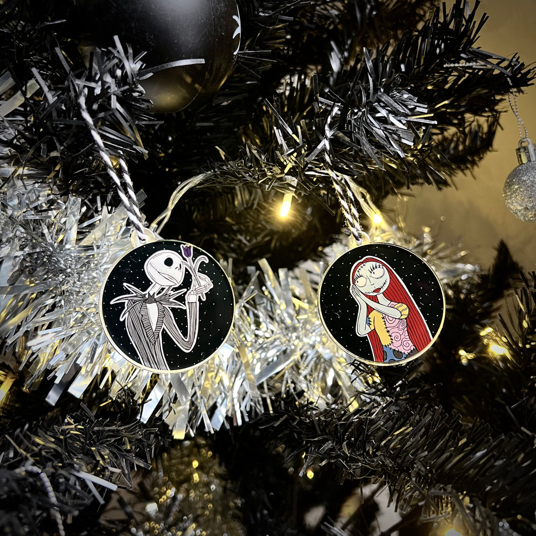 Jack & Sally Christmas Tree Decoration Set