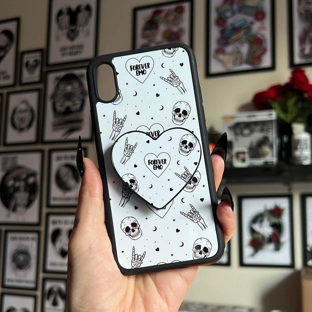 iPhone X/XS Sample White Forever Emo case with pop socket!